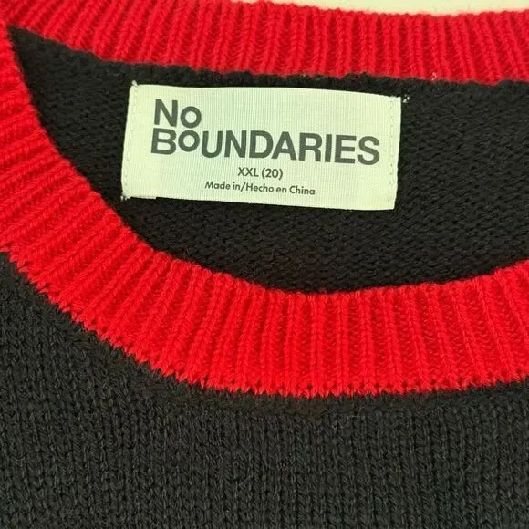 No Boundaries Black and Red Christmas Sweater - Picture 7 of 10
